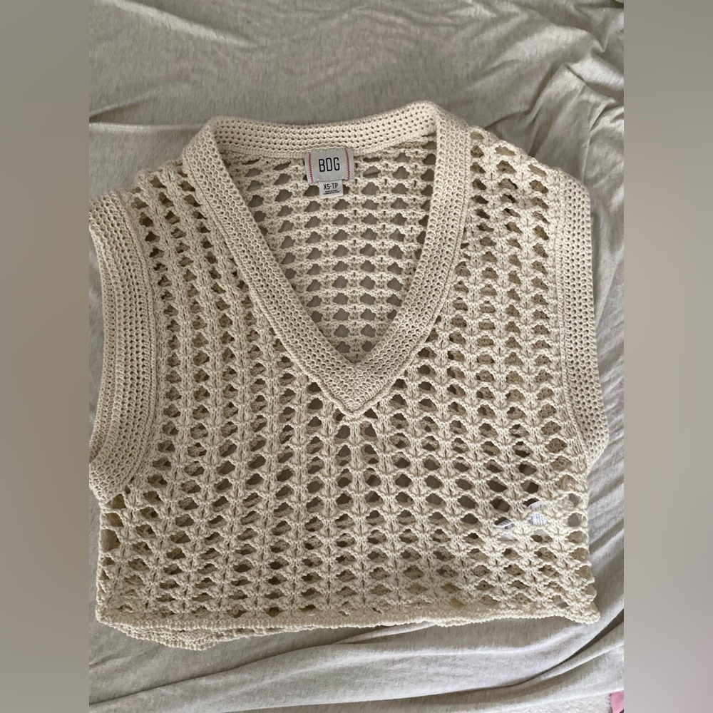 Urban Outfitters Cream Crochet Vest